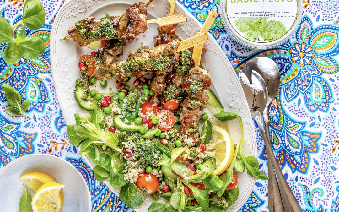 Lamb Skewers + Quinoa Salad