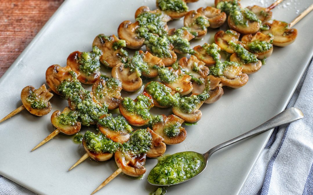 Grilled Mushrooms with Green Pesto